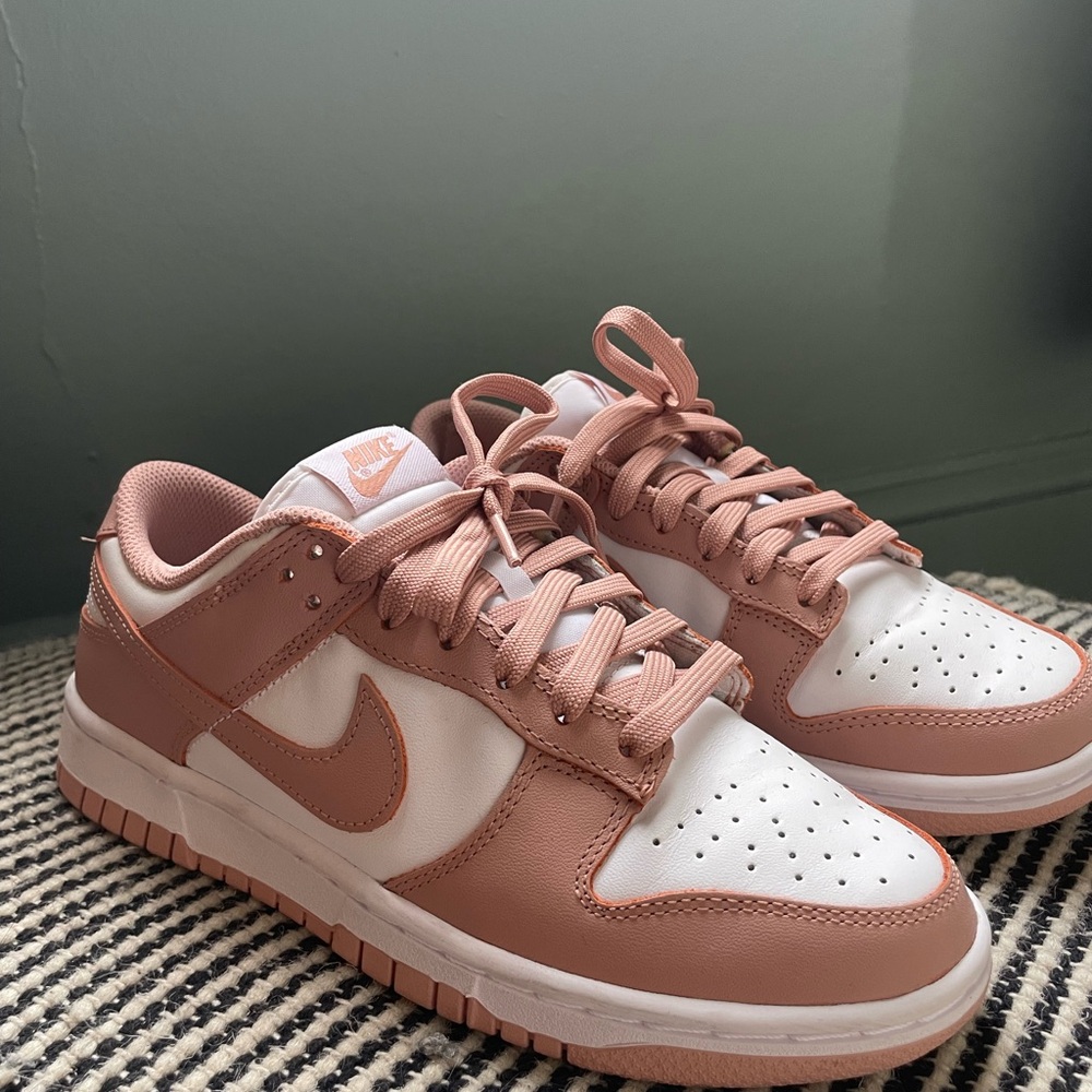 Nike Pink and White Dunk Low Sneakers
